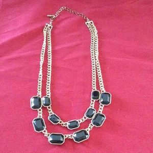 Double Layer Black Stone Necklace